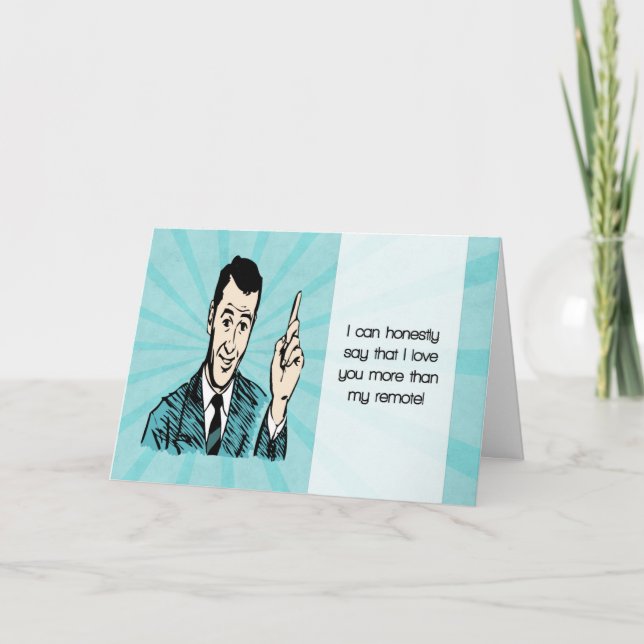 Funny Retro Valentine’s Day Card with Cartoon Man (Front)