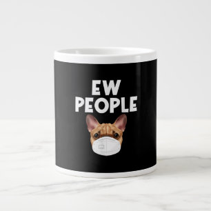 Funny Retro Vintage Bulldog Wearing Mask Ew People Large Coffee Mug