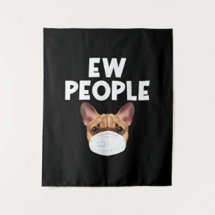 Funny Retro Vintage Bulldog Wearing Mask Ew People Tapestry