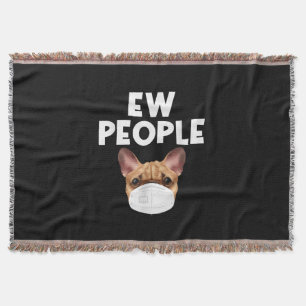 Funny Retro Vintage Bulldog Wearing Mask Ew People Throw Blanket