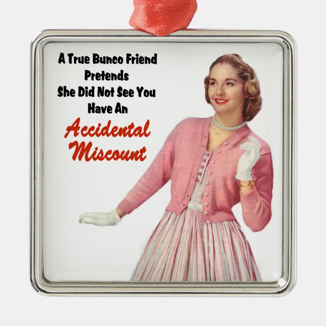 Funny Retro Vintage Bunco Ornament (Front)