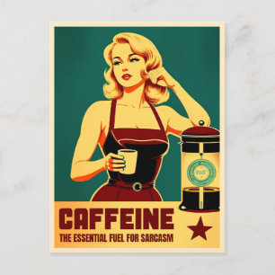 Funny Retro Vintage Coffee Caffeine Humour Postcard