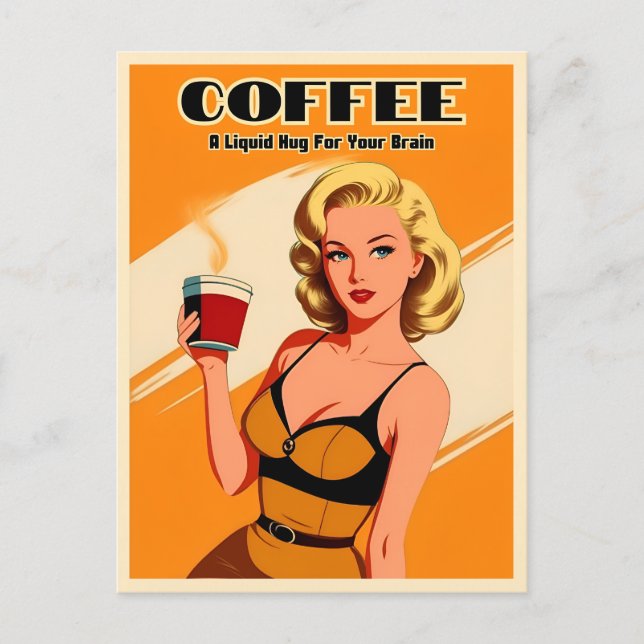 Funny Retro Vintage Coffee Caffeine Humour Postcard (Front)