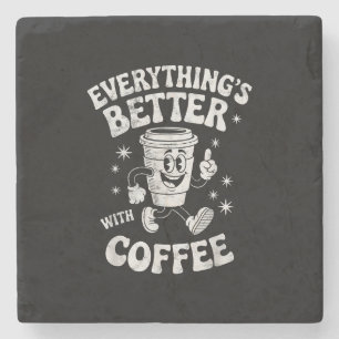 Funny Retro Vintage Coffee Men or Women Coffee Stone Coaster