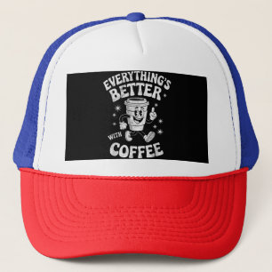Funny Retro Vintage Coffee Men or Women Coffee Trucker Hat