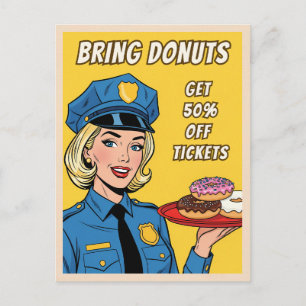Funny Retro Vintage Cop Humor Pop Art Comic Postcard