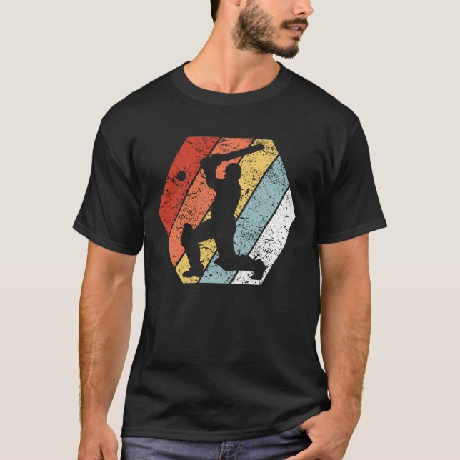 Funny Retro Vintage Cricket 80s Style T-Shirt (Front)