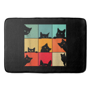 Funny Retro Vintage Curious Black Cat for Cats Lov Bath Mat