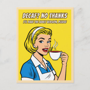 Funny Retro Vintage Decaf Coffee Humor Pop Art  Postcard
