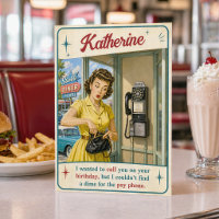 Funny Retro Vintage Diner Joke Pay Phone Birthday