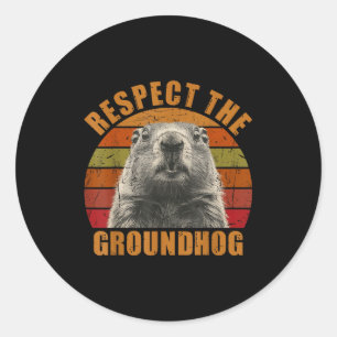 Funny Retro Vintage Groundhog Day 2025 Respect The Classic Round Sticker