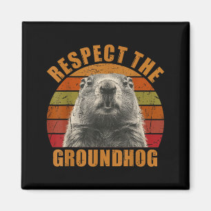 Funny Retro Vintage Groundhog Day 2025 Respect The Magnet