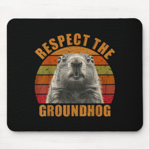 Funny Retro Vintage Groundhog Day 2025 Respect The Mouse Mat