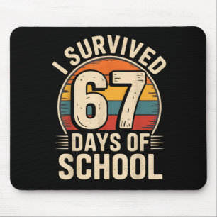 Funny Retro Vintage I Survived 67 Days Of School 6 Mouse Mat