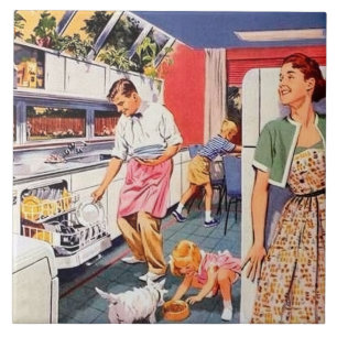 Funny retro vintage kitchen tile