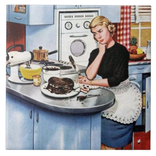 Funny retro vintage kitchen tile