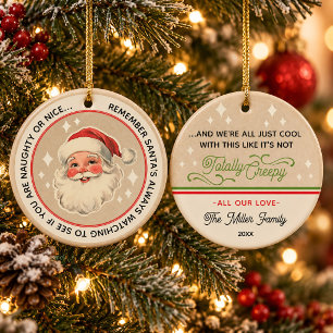 Funny Retro Vintage Santa Merry Christmas Ceramic Tree Decoration