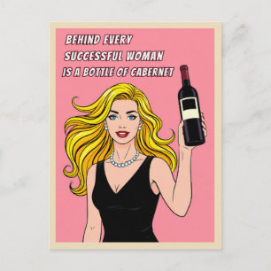 Funny Retro Vintage Wine Humor Pop Art Postcard