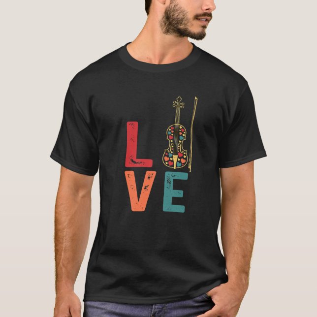 Funny Retro Violin Player Violinist Musician Violi T-Shirt (Front)