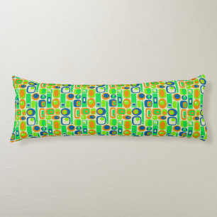 Funny Retro Wallpaper - orange green blue Body Cushion