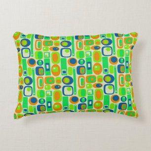 Funny Retro Wallpaper - orange green blue Decorative Cushion