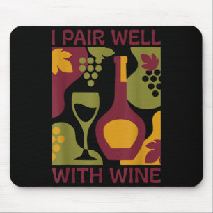 Funny retro wine abstract mid-century pair with mouse mat