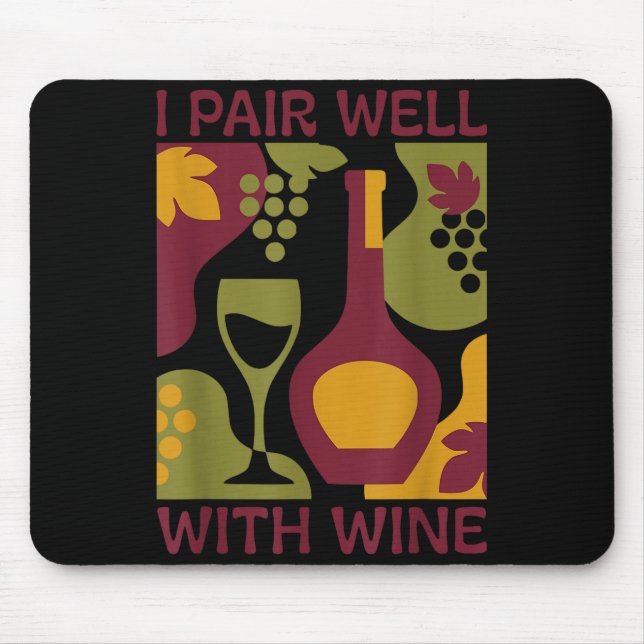 Funny retro wine abstract mid-century pair with mouse mat (Front)