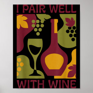 Funny retro wine abstract mid-century pair with poster