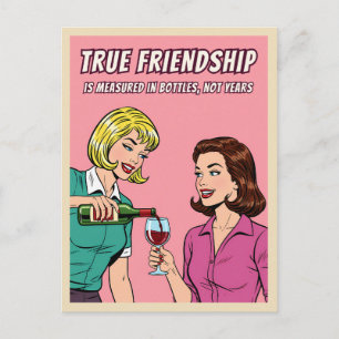 Funny Retro Wine Humor Best Friend Pop Art Postcard