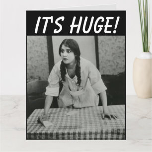 FUNNY RETRO WOMAN BIRTHDAY HUGE! GREETING CARD