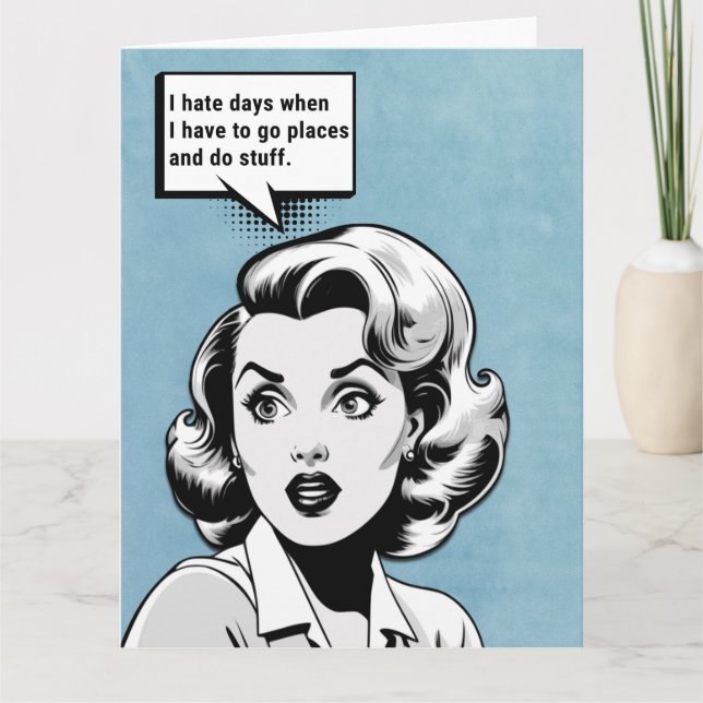 Funny Retro Woman Card (Front)