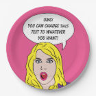 FUNNY RETRO WOMAN custom paper plates