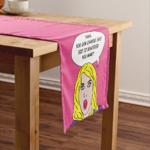 FUNNY RETRO WOMAN custom table runner
