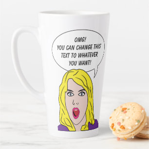 FUNNY RETRO WOMAN custom text Latte Mug