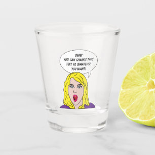 FUNNY RETRO WOMAN custom text Shot Glass