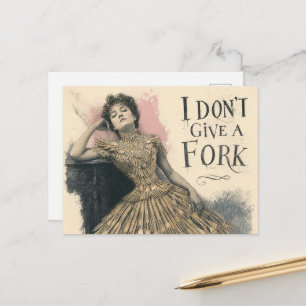Funny Retro Woman in a Fork Dress Postcard