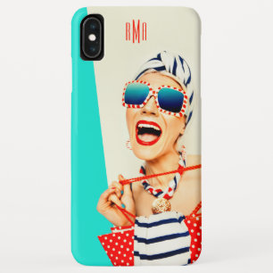 Funny Retro Woman in Sunglasses with Monogram iPhone XS Max Case