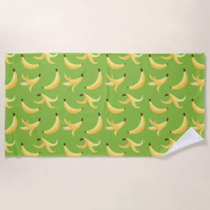 Funny Retro Yellow Banana Pattern Party Editable Beach Towel