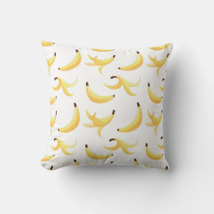 Funny Retro Yellow Banana Pattern Party Editable Cushion