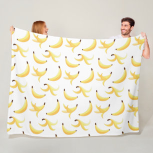 Funny Retro Yellow Banana Pattern Party Editable Fleece Blanket