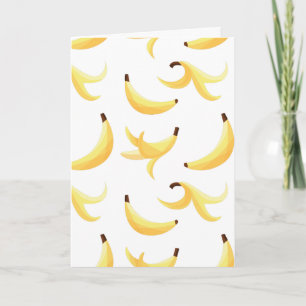 Funny Retro Yellow Banana Pattern Party Editable Holiday Card