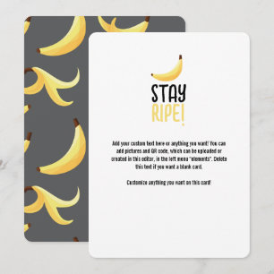Funny Retro Yellow Banana Pattern Party Editable Holiday Card