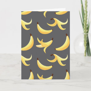 Funny Retro Yellow Banana Pattern Party Editable Holiday Card