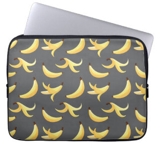 Funny Retro Yellow Banana Pattern Party Editable Laptop Sleeve