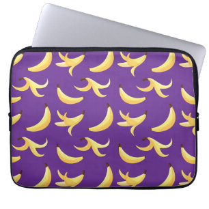Funny Retro Yellow Banana Pattern Party Editable Laptop Sleeve