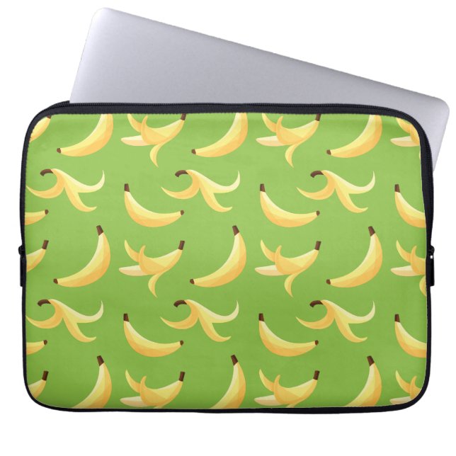 Funny Retro Yellow Banana Pattern Party Editable Laptop Sleeve (Front)