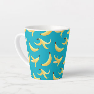 Funny Retro Yellow Banana Pattern Party Editable Latte Mug