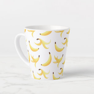 Funny Retro Yellow Banana Pattern Party Editable Latte Mug
