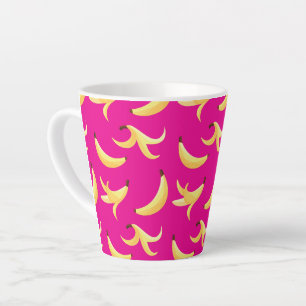 Funny Retro Yellow Banana Pattern Party Editable Latte Mug