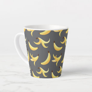 Funny Retro Yellow Banana Pattern Party Editable Latte Mug